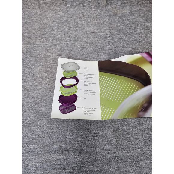 Tupperware 6 Piece 2 1/4 Quarts Oval Microwave Stack Cooker Steamer Set Purple - Picture 4 of 4